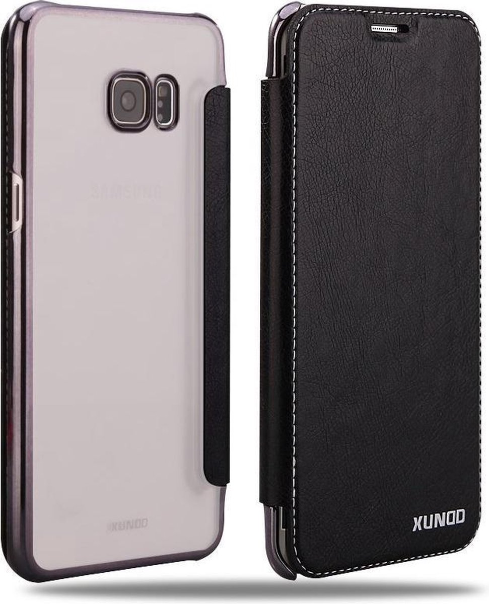 XUNDD Galaxy S6 Edge Flip Case met transparent Back Cover Zwart
