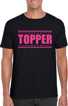 Topper t-shirt zwart met roze bedrukking heren S