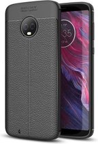 Silicone Leatherlook gel zwart hoesje Motorola Moto G6