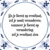 Tegeltje met Spreuk (Tegeltjeswijsheid): Als je focust op resultaat, zul je nooit veranderen; wanneer je focust op verandering, zul je resultaat zien + Kado verpakking & Plakhanger