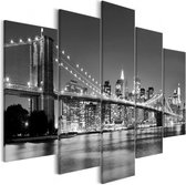 Schilderij - Dromen over New York in de Nacht , 5 luik