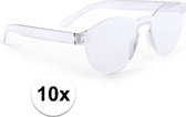 10x Transparante verkleed zonnebril voor volwassenen - Feest/party bril transparant