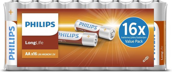 Philips LongLife Batterijen AA - voordeelverpakking - 16 stuks | bol.com