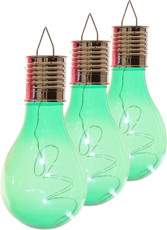 Lumineo jardin solaire 10x pièces LED éclairage suspendu / lumières vert 14 x 8 cm - Eclairage de jardin à énergie solaire