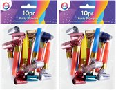 30x Metallic kleurenmix roltongen party toeters - uitblazers - mini toetertjes