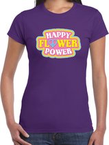 Toppers Jaren 60 Happy Flower Power verkleed shirt paars dames - Sixties/jaren 60 kleding S