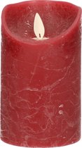 1x Bordeaux rode LED kaarsen / stompkaarsen 12,5 cm - Luxe kaarsen op batterijen met bewegende vlam