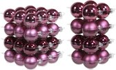 52x stuks glazen kerstballen cherry roze (heather) 6 en 8 cm mat/glans - Kerstversiering/kerstboomversiering