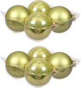 8x stuks kerstversiering kerstballen salie groen (oasis) van glas - 10 cm - mat/glans - Kerstboomversiering