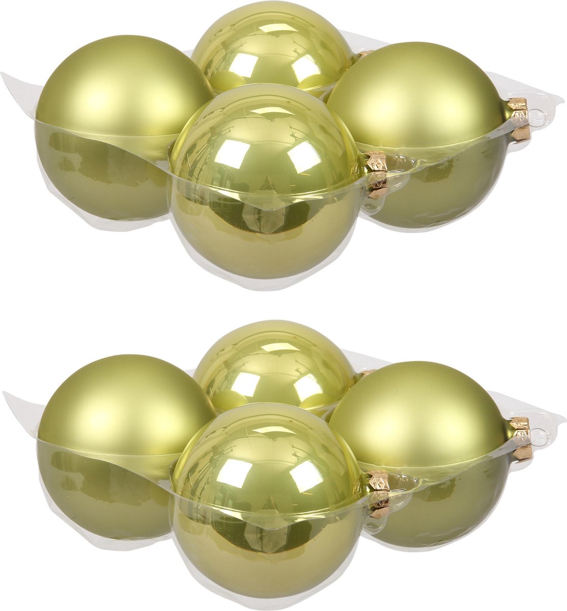 Othmar Decorations grote kerstballen - 8x stuks - pistache groen - 10 cm - glas - mat en glans - met ophangdraadjes