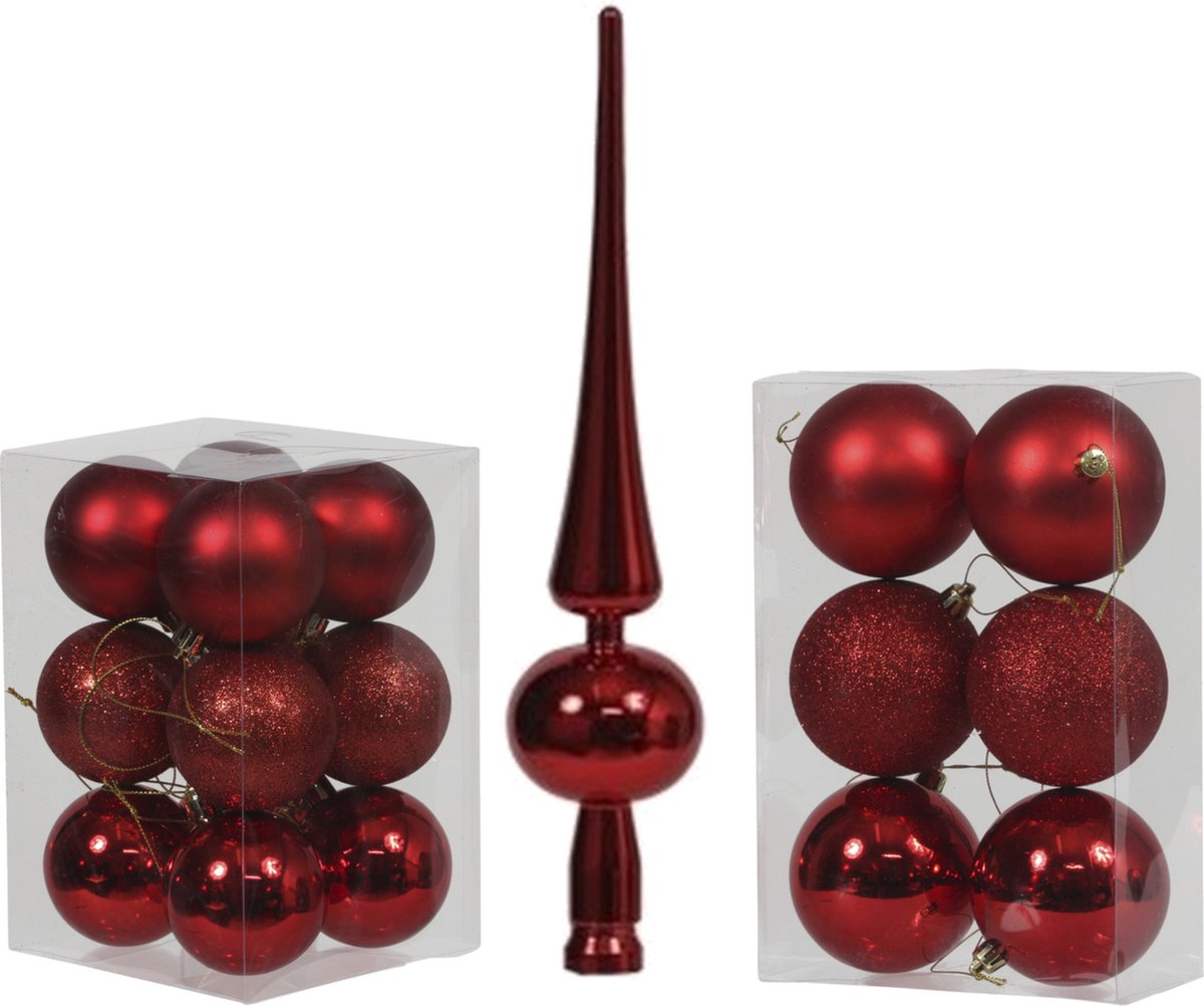 Sapin Boules Rouges Elegant Décorations de Noël/ Set de sapin de Noël mélange mat/brillant Boules ...