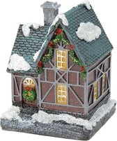 1x Kersthuisjes/kerstdorpje met color change verlichting 13 cm type 1 - Kerstdorp onderdelen - Verlichte kersthuisjes