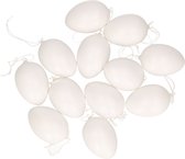 12x DIY plastic/kunststof decoratie eieren/Paaseieren wit 6 cm - Paasversiering/decoratie Pasen om te knutselen/schilderen