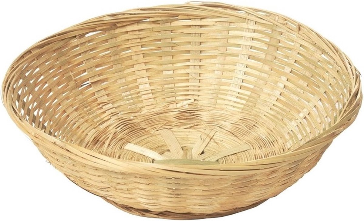 Mand - riet - schaal - bruin - 30 x 9 cm - rond - fruitschaal - decoratieschaal/serveerschaal
