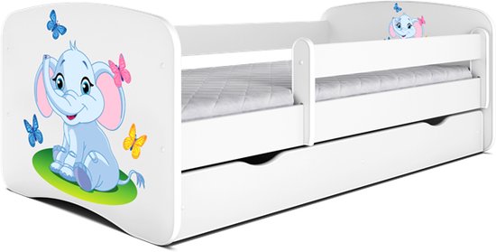 Kocot Kids - Bed babydreams wit babyolifant zonder lade zonder matras 180/80 - Kinderbed - Wit