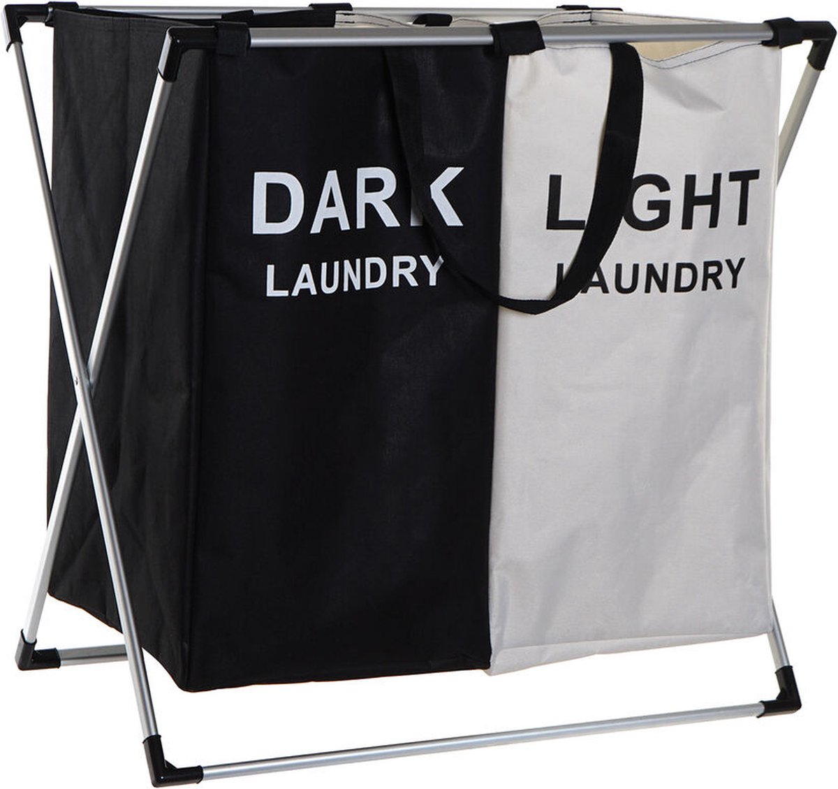 Goedkoopste Items Wasmand Profi- 2x opvang waszak - 60 liter compartimenten - 61 x 37 x 63 cm - aluminium frame