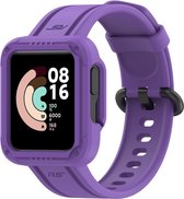 Siliconen Smartwatch bandje - Geschikt voor Xiaomi Mi Watch Lite siliconen bandje met frame - paars - Strap-it Horlogeband / Polsband / Armband