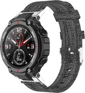 Nylon Smartwatch bandje - Geschikt voor Amazfit T-Rex - Pro canvas nylon bandje - grijs - Strap-it Horlogeband / Polsband / Armband