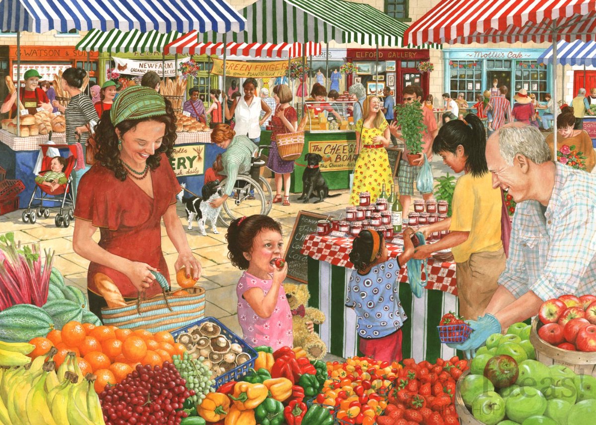 House of Puzzles Farmers Market - 1000 Piece Jigsaw Puzzle.