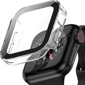 Geschikt voor Apple Watch 7/8/9 45 mm Hoesje - Case Transparant + Screenprotector - Cover Glas