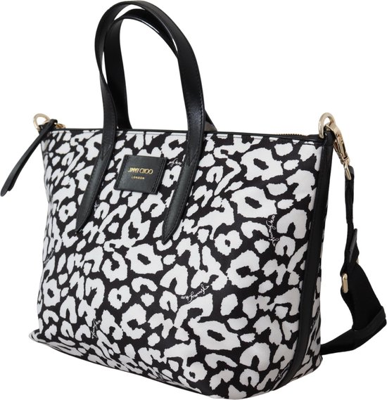 Jimmy Choo White & Black Nylon Candice Tote Shoulder Bag