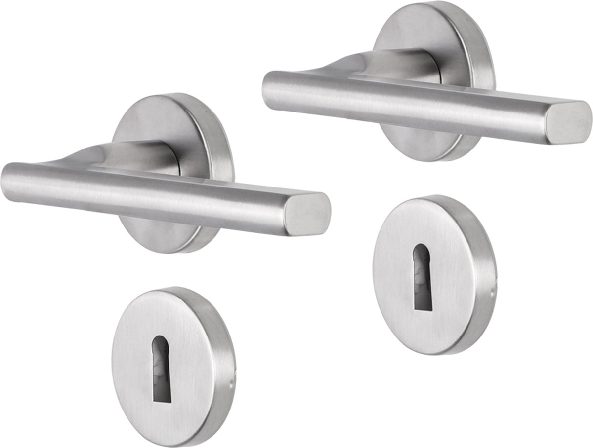 Deurkruk - Impresso Kirby - Voor binnen - Rond met rond Sleutelrozet - RVS - 2 stuks