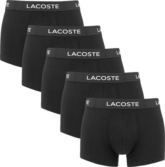 Lacoste Casual Boxer Shorts Hommes Multipack Solid Zwart 5-Pack Boxers - Taille M