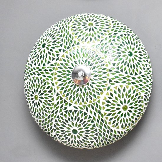 Oosterse mozaïek plafondlamp Turkish Design | 2 lichts | groen | glas / metaal | ⌀ 25 cm | eetkamer / woonkamer / slaapkamer | sfeervol / traditioneel / modern design