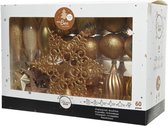 Decoris onbreekbaar Kerstballenset 59 assorti ballen met 1 piek licht goud/parel/butterscotch