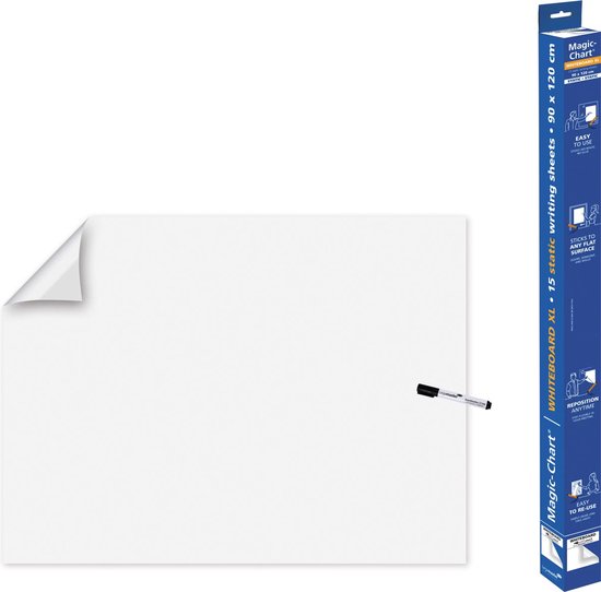 MagicChart Legamaster whiteboard XL 90x120cm wit 4 stuks 4 stuks
