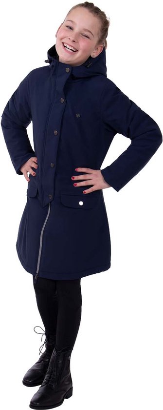 QHP Lange winterjas Linde Junior - maat 140 - Navy