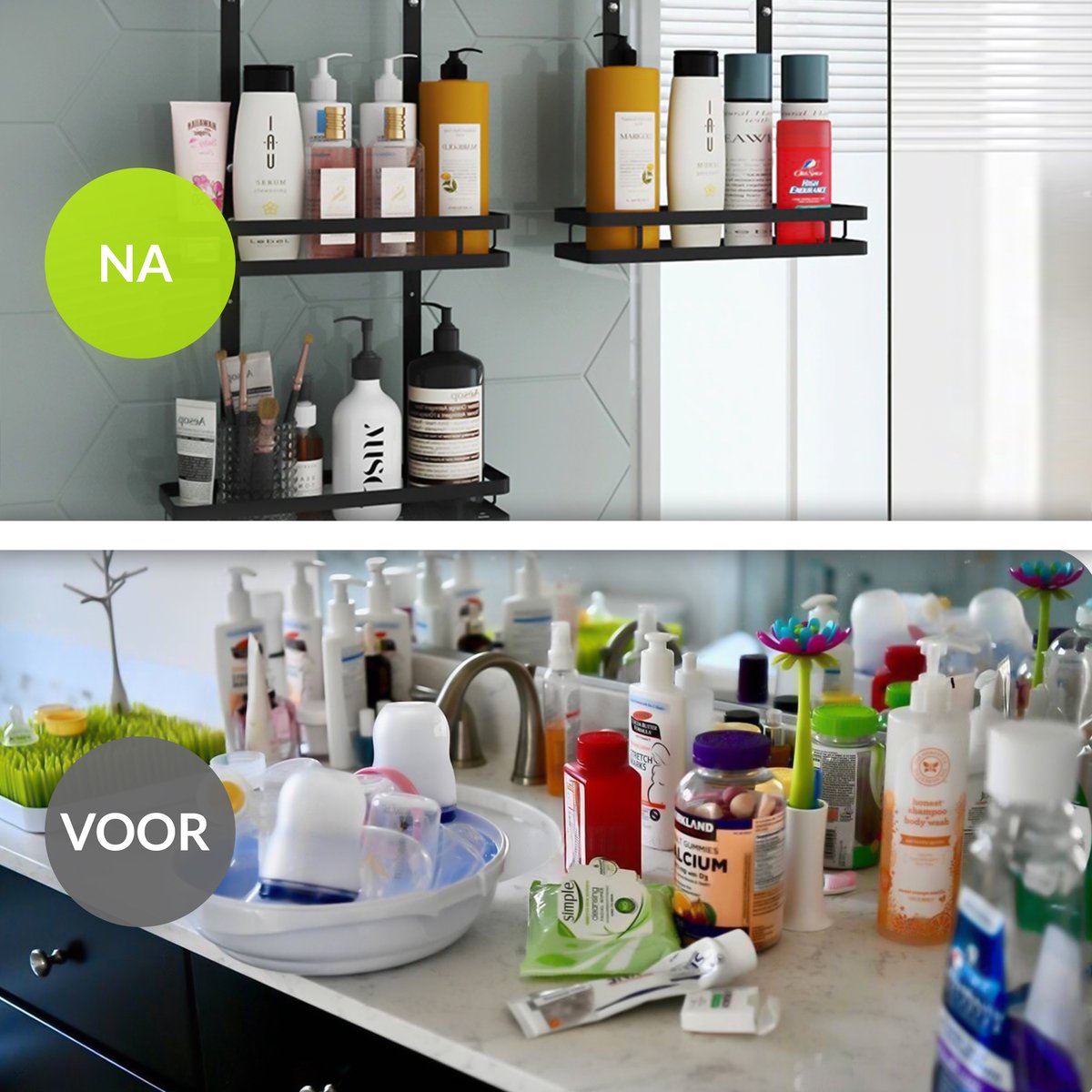 Doucherek Zonder Boren Zwart 2 Laags Doucherek Hangend aan