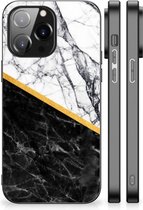 Smartphone Hoesje iPhone 14 Pro Max Smartphonehoesje met Zwarte rand Marble White Black