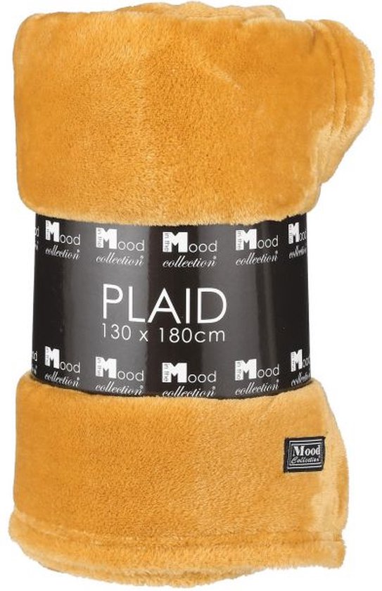 Mica Decorations Famke Fleece Plaid - L180 x B130 cm - Geel