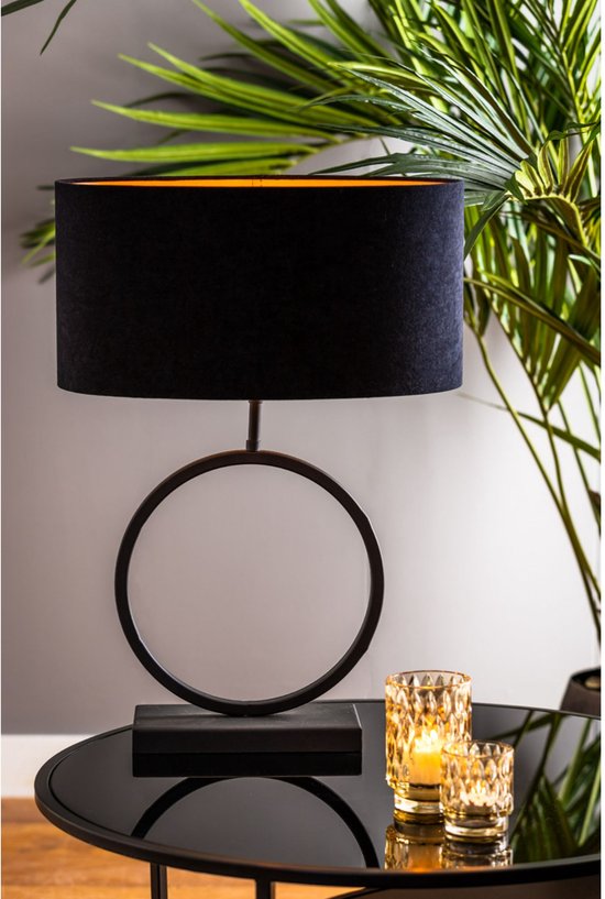 Light & Living Lampenkap Ovaal Velours - Zwart - 45x21x22cm - voor  Tafellampen,... | bol.com