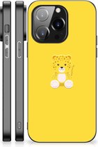Telefoon Hoesje iPhone 14 Pro Hippe Hoesjes met Zwarte rand Baby Leopard