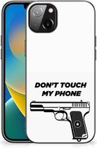 Telefoonhoesje iPhone 14 Plus Back Case Siliconen Hoesje met Zwarte rand Pistol Don't Touch My Phone