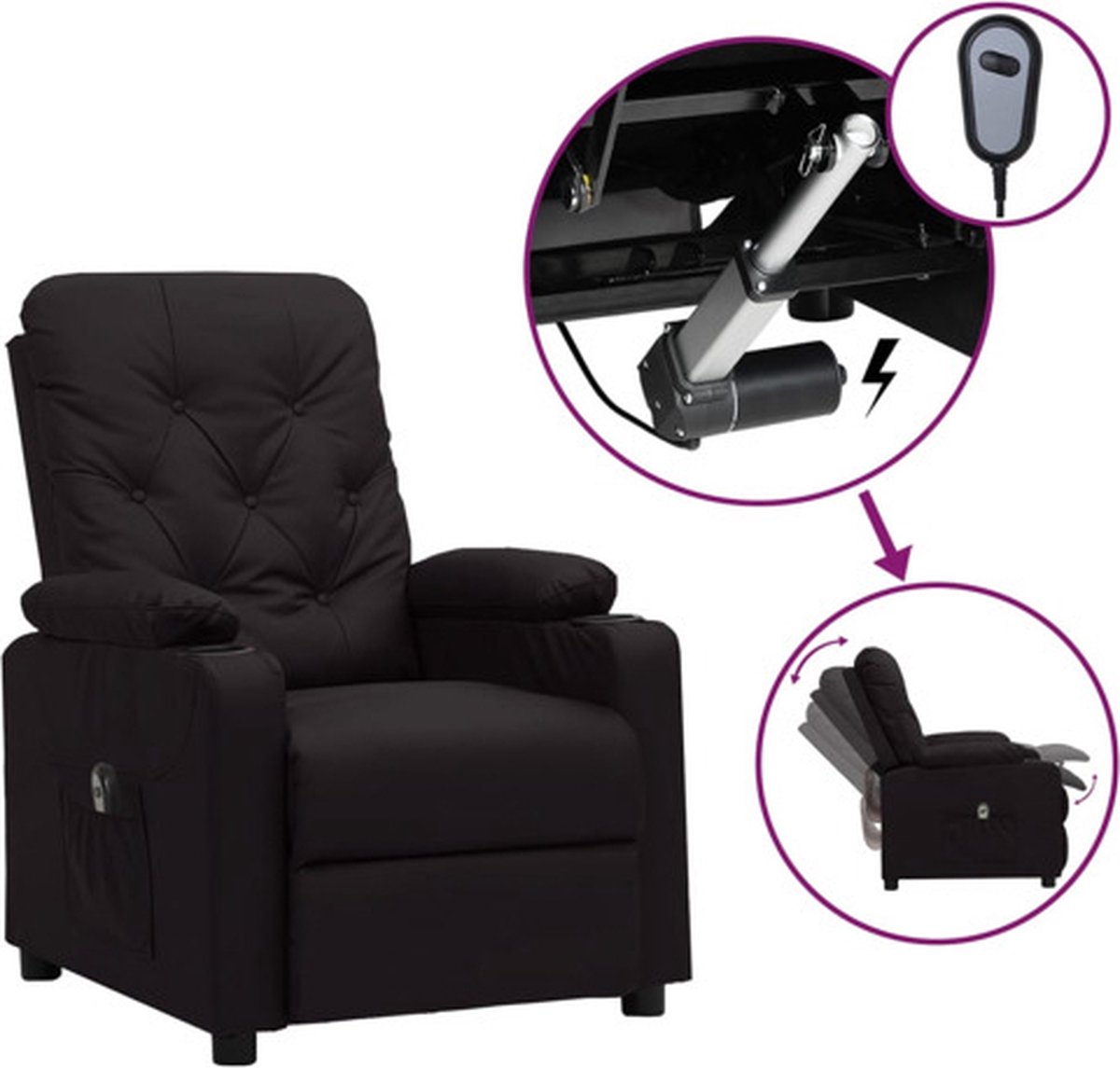 vidaXL Fauteuil - elektrisch - verstelbaar - kunstleer - zwart