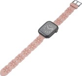 Bandje geschikt voor Apple Watch 38/40MM - Maat L - Sportband - Horlogebandje - Polsband - Kunstleer - Roze