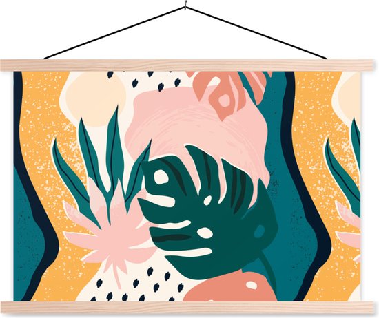 Porte-affiche avec affiche - Affiche scolaire - Feuilles - Couleurs - Motifs - 90x60 cm - lattes vierges