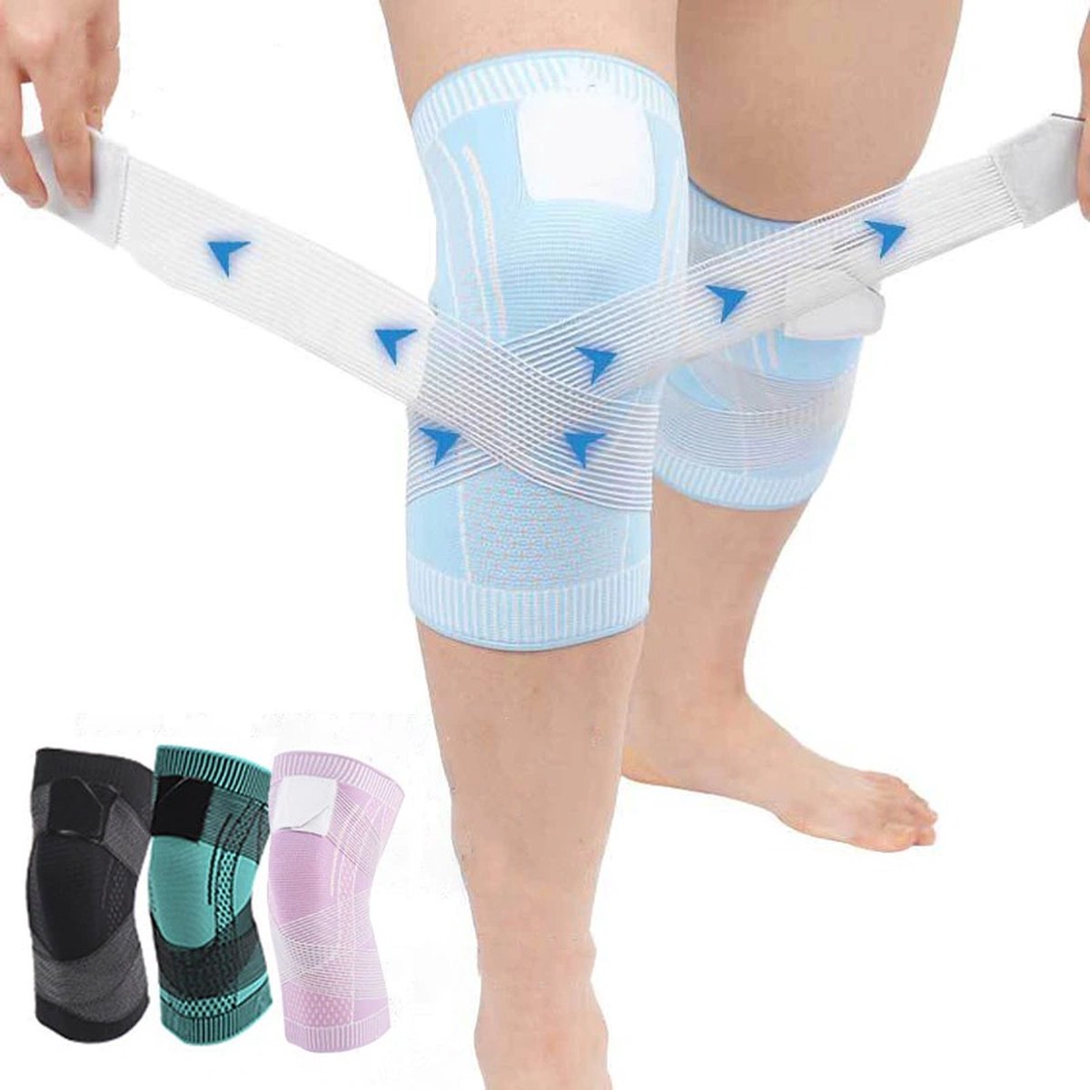 Genouillère avec Fermetures velcro - Vert taille XXL - Sangle de compression