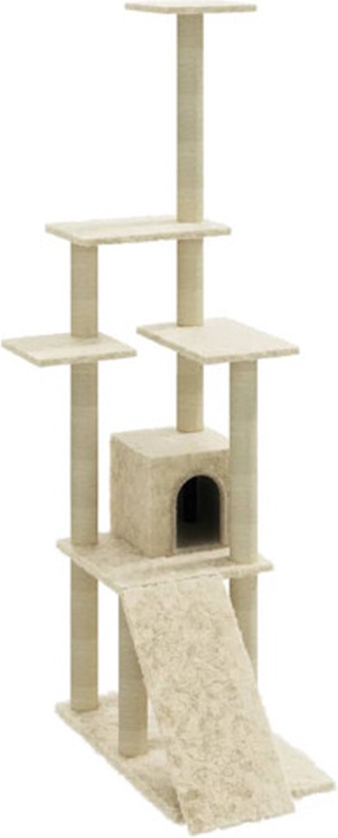 vidaXL Kattenmeubel met sisal krabpalen 155 cm crèmekleurig