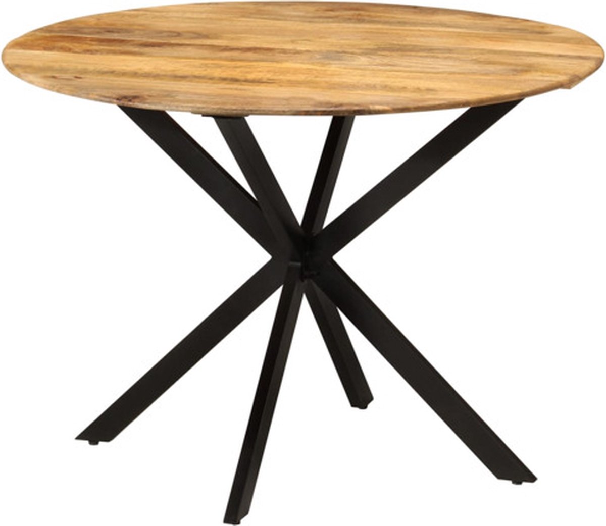 vidaXL Eettafel - Ø110x78 - cm - massief - mangohout - en - staal Bruin