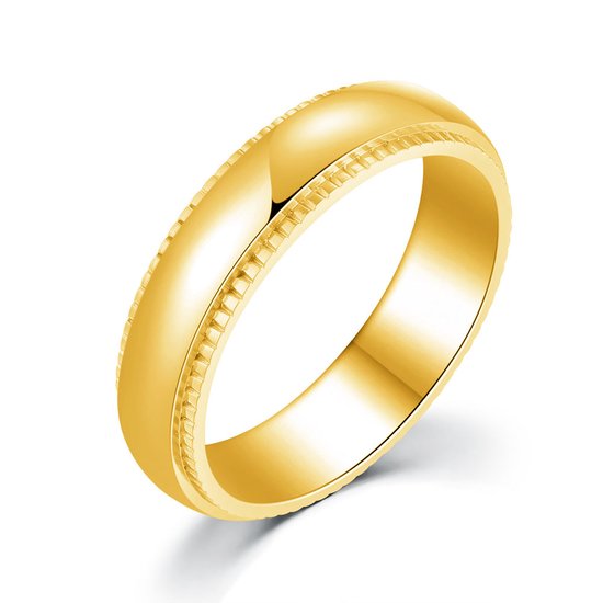 Ring Twice As Nice en acier inoxydable doré, 5 mm, striée 68