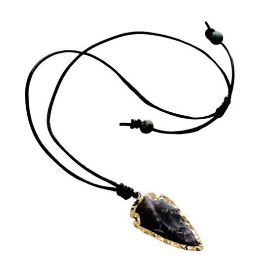 Marama - ketting Black Arrow - edelsteen jaspis - vegan - 70 cm. - unisex - hanger pijl