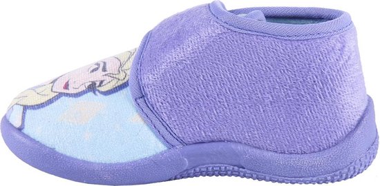 Paarse slipper met Elsa uit Frozen aan de zijkant.