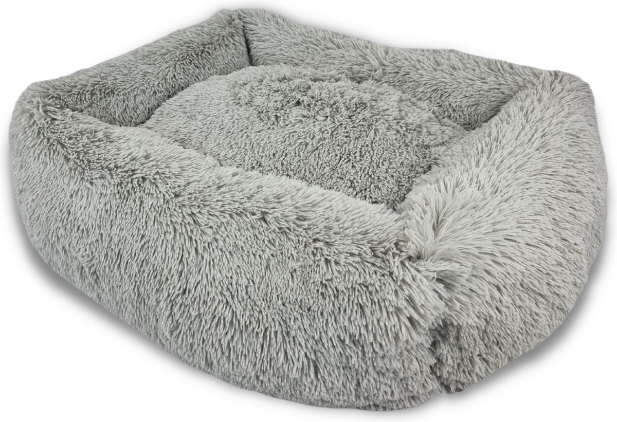 Topmast Fluffy Lounge Serie - Hondenmand - 97 x 68 x 22 cm - Zilver - Hondenbed - Hondenkussen - Kattenmand