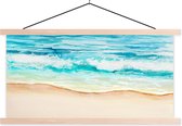 Posterhanger incl. Poster 90x45 cm - Schoolplaat - Strand - Golf - Zee - Textielposter - Blanke latten