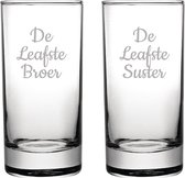 Gegraveerde longdrinkglas 28,5cl De Leafste Broer-De Leafste Suster