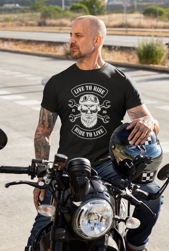 Rick & Rich biker - T-shirt M - Ride to Live tshirt - Heren biker tshirt - Live to ride tshirt - Mannen biker tshirt